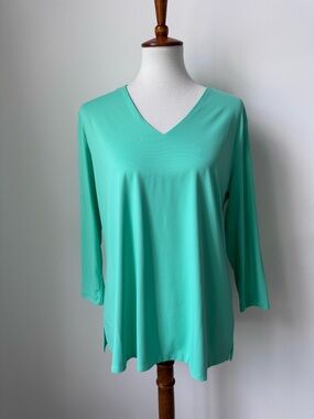 Jean Pierre Klifa 3/4 Length Sleeve Mint V-Neck Top Size XL